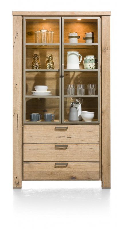 Habufa Canova Glass Cabinet | Oak Railway Brown