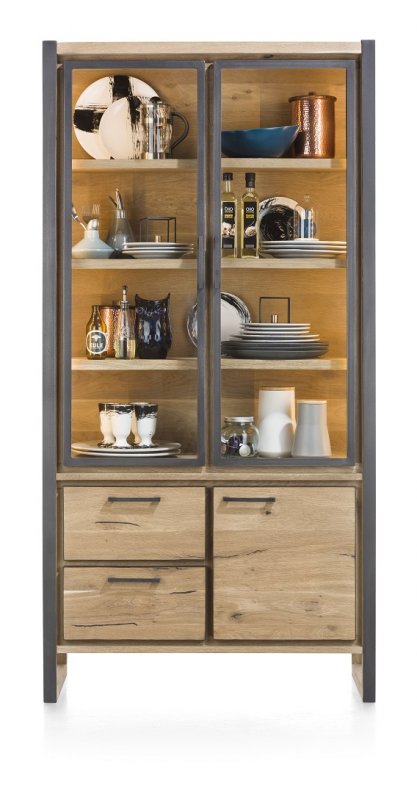 Habufa Metalo Glass Cabinet | Oak Railway Brown