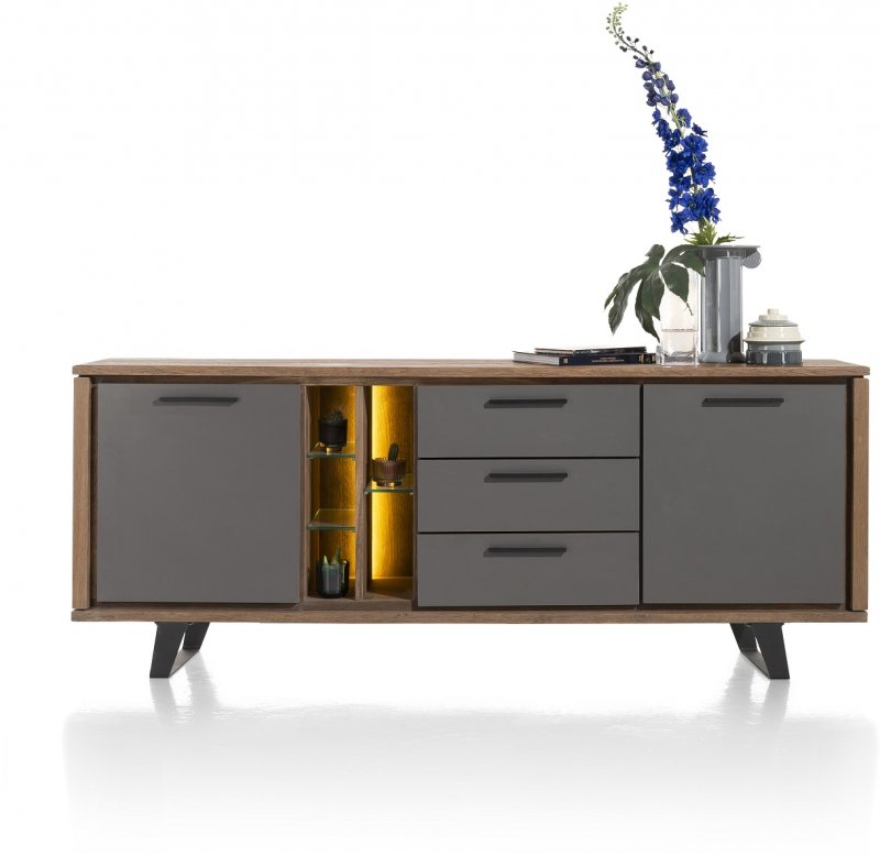 Habufa Cubo Sideboard | Burned Oak Lacquer & Anthracite Laminate