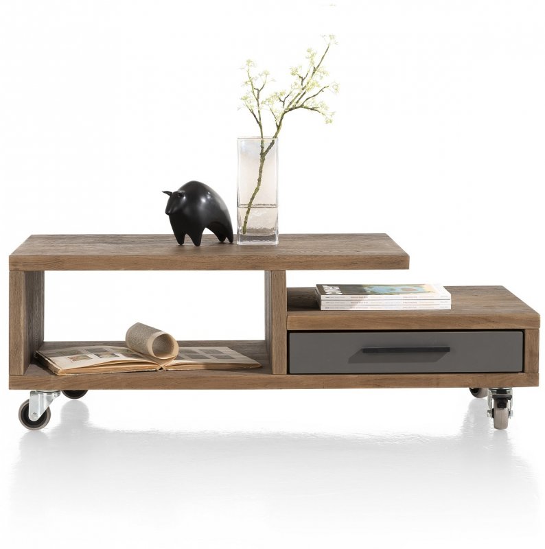 Habufa Cubo Coffee Table | Burned Oak Lacquer & Anthracite Laminate