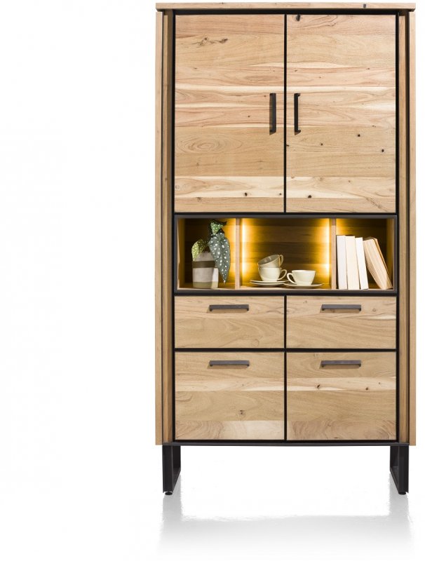 Habufa Tokyo Cabinet | Solid Burned Kikar Wood & Off Black Lacquer